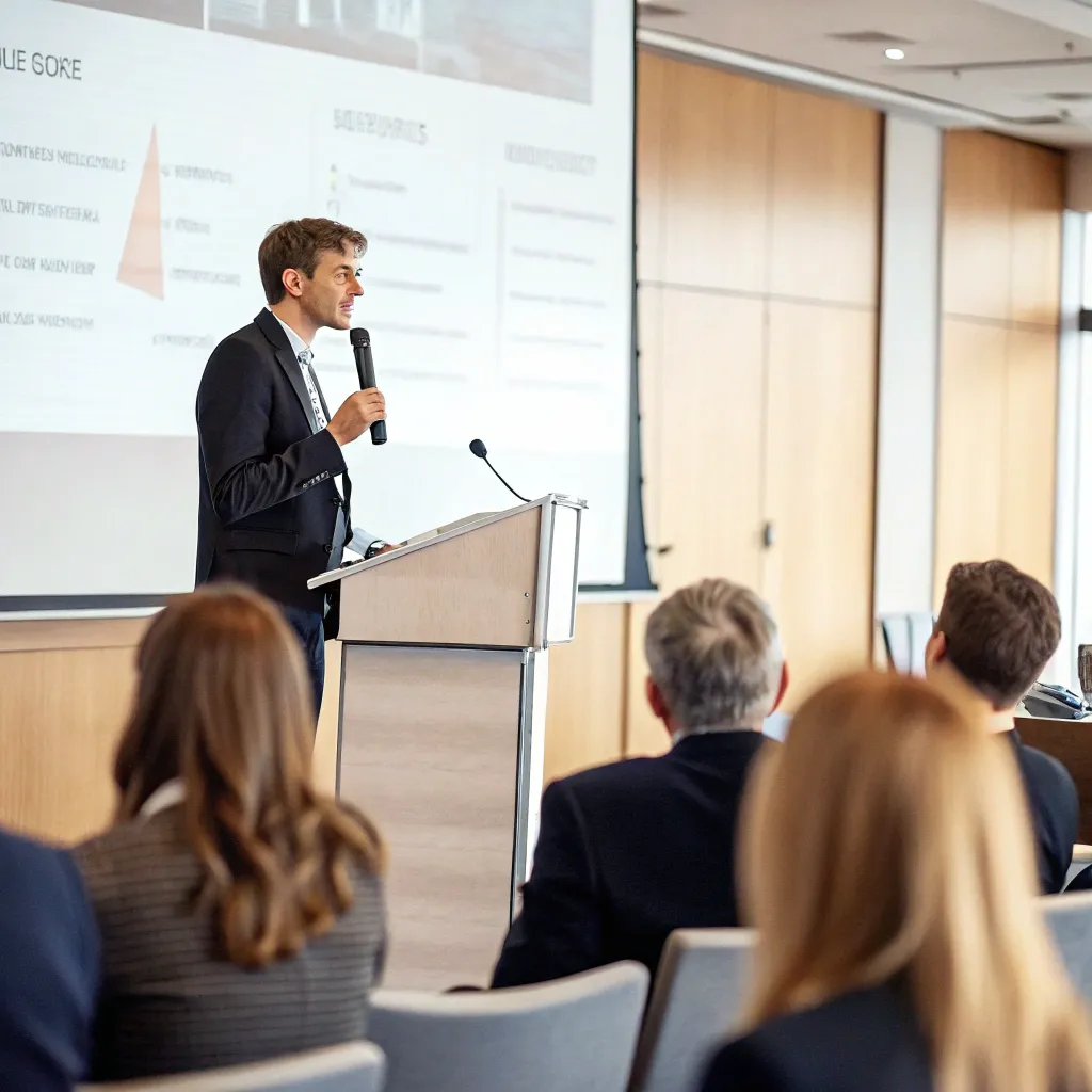 Professional presenting at a seminar